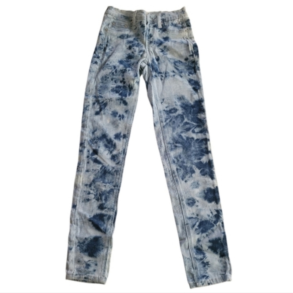 Justice Premium Tie Day Dark and Light Blue Denim Legging Jeans Size 14s Girls